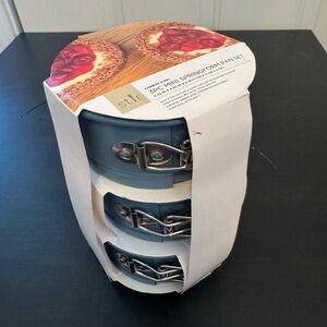 Stir 3 Piece Mini Springform Pan Set Blue Nonstick Carbon Steel NEW